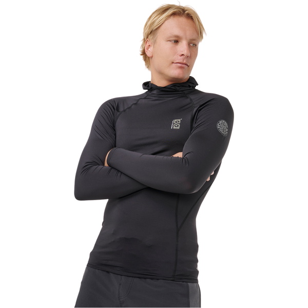 2026 Rip Curl Männer Suche UPF Performance Kapuzen-Langarm-Lycra-Weste 16IMRV - Black